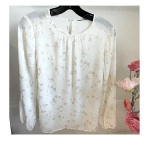Beautiful soft white blouse with gold floral